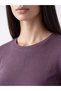 LCW EVERYDAY Purple Scuba Fabric Solid-Color Slim-Fit Long-Sleeve Women's T-Shirt, Featuring the ALITA CITY Touch - 3