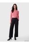 Alita City Pink Ribbed Plain Narrow & Slim Long Sleeve Women's Bodysuit - 2