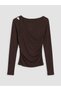Alita City with a Difference in Color, Lcw Vision Brown Ribbed Plain Super Skinny & Extra Narrow Long Sleeve Women's Bodysuit - 6