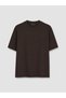 LCW Modest Brown Interlock Plain Loose & Oversized Short-Sleeve Women's T-Shirt, Featuring the ALITA CITY Touch - 5