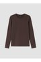 Alita City with a Difference of Color, Lcw Everyday Brown Diver Fabric Plain Narrow & Slim Long Sleeve Women's T-Shirt - 5