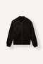 Slim Fit College-Collar Zippered Pocket Suede Bomber Jacket, Black I1843AX26WN