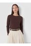 Alita City with a Difference of Color, Lcw Everyday Brown Diver Fabric Plain Narrow & Slim Long Sleeve Women's T-Shirt