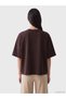 Brown Interlock Solid Oversized Short-Sleeve Women's T-Shirt, ALITA CITY Style - 4