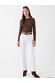 LCW EVERYDAY Brown Rib Knit Checkered Super Skinny & Extra-Slim Long-Sleeve Women's Top—The ALITA CITY Difference - 2