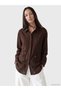 LCW EVERYDAY Brown Striped Women's Shirt-Tunic with a Drawstring Waist, Featuring the ALITA CITY Touch
