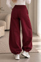 Beliska Burgundy 3-Thread Curled-Hem Adjustable Elastic Waistband with Pockets and Drawstring, Thick Oversized Oversized Sweatpants - 6
