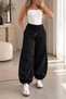 Beliska Black Thick Curved-Hem Adjustable Elastic Waistband with Pockets, Lace-Up, 3-Thread Loose-Fit Wide-Leg Sweatpants - 3