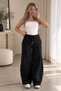 Beliska Black Thick Curved-Hem Adjustable Elastic Waistband with Pockets, Lace-Up, 3-Thread Loose-Fit Wide-Leg Sweatpants - 4
