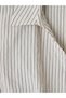 TWO MT SHOP QUALITY LCW STUDIO Ecru Double-Breasted Tie-Detail Button-Down Striped Women's Shirt - 2