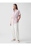 LCW EVERYDAY Pink Striped Oversized Women's Shirt with Drawstring Waist, Featuring the ALITA CITY Touch - 2