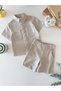 Boys' Beige Shirt and Shorts Set - 3