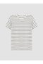 LCW EVERYDAY Ecru Striped Standard & Regular Short-Sleeve Women's T-Shirt, with the ALITA CITY Touch - 5