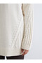 Alita City Lcw Modest Ecru Knitwear Patterned Loose & Baggy Women's Tunic with a Difference - 3
