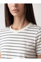 LCW EVERYDAY Ecru Striped Standard & Regular Short-Sleeve Women's T-Shirt, with the ALITA CITY Touch - 3