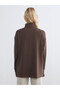 Alita City Farkıyla Lcw Everyday Brown Diving Fabric Plain Loose & Baggy Women's Sweatshirt Tunic - 5
