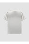 LCW EVERYDAY Ecru Striped Standard & Regular Short-Sleeve Women's T-Shirt, with the ALITA CITY Touch - 6