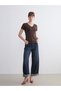 LCW EVERYDAY Brown Scuba Fabric Solid Super Skinny & Extra-Slim Short-Sleeve T-Shirt with the ALITA CITY Touch - 2
