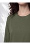 LCW Petite Jersey Khaki Solid Loose & Oversized Long-Sleeve Women's T-Shirt, Featuring the ALITA CITY Touch - 2