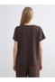LCW EVERYDAY Brown Scuba Fabric Solid Standard & Regular Short-Sleeve Women's T-Shirt—The ALITA CITY Difference - 4