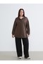 Alita City Farkıyla Lcw Everyday Brown Diving Fabric Plain Loose & Baggy Women's Sweatshirt Tunic - 6