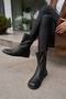 LUNO WOMEN'S BLACK GENUINE LEATHER BERFOOT-STYLE ZIP-UP BOOTS - 3
