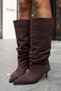GIRO WOMEN'S COFFEE-COLORED SUEDE HEELED BOOTS WITH EMBELLISHED DETAILS - 8