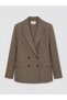 LCW STUDIO Beige Armure Fabric-Patterned Standard & Regular Women's Blazer Jacket, Featuring the ALITA CITY Touch - 5