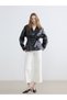 LCW Modest Black Faux Leather Straight-Cut, Loose & Oversized Women's Leather-Look Jacket—The ALITA CITY Difference - 2