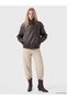 LCW Vision Brown Solid Oversized Women's Leather-Look Jacket, Featuring the ALITA CITY Touch - 2
