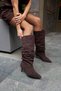GIRO WOMEN'S COFFEE-COLORED SUEDE HEELED BOOTS WITH EMBELLISHED DETAILS - 5