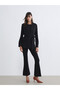 Alita City Lcw Vision Black Elastic Waist Spanish Leg Women's Trousers with a Difference
