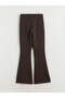LCW Modest Brown Straight-Leg & Slim-Fit Flared Women's Pants, Featuring the ALITA CITY Touch - 4