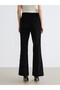LCW Vision Black Velvet Straight-Leg & Slim-Fit Flared Women's Pants, Featuring the ALITA CITY Touch - 4
