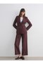 Alita City Lcw Vision Bordo Loose Fit Striped Women's Pleated Trousers with a Difference