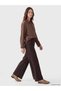 LCW Modest Brown Solid Loose & Oversized Wide-Leg Women's Pants, Featuring the ALITA CITY Touch