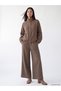 LCW Modest Brown Solid Loose & Oversized Wide-Leg Women's Pants, Featuring the ALITA CITY Touch