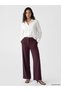 LCW Modest Burgundy Solid Standard & Regular Straight Leg Women's Pants, Featuring the ALITA CITY Touch