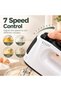 WE-133 Hand Mixer, 260W Electric Handheld Mixer with 7 Speeds, Egg Beaters and Dough Hooks, for Eggs, Cream, Cake Batter and Baking - 3