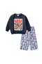 Patterned Sweatshirt Set for Girls, Ages 2–8, Navy Blue