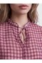 Trendy Picks from Kübra Butik: Tie-Detail, Collared, Checked, Embroidered, Ruffled Chiffon Blouse - 4