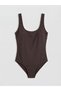 Alita City Farkıyla Soulife Brown Plain Women's Swimsuit