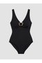 Alita City Farkıyla Soulife Black Plain Women's Swimsuit