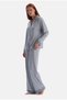 Women's Gray Pajama Set with Geometric Patterned Design, 50% Modal, 50% Cotton - 5