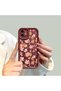 Realme Note 60 Compatible High-Quality Burgundy Case with a Scattered Yellow-Pink Floral Pattern - 4