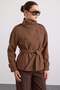 Oversized Short Coat with Mock Neck and Epaulet Detail, A.KAHVE 3205 - 5