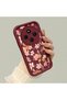 Redmi 14C 4G/5G Compatible High-Quality Case with a Scattered Yellow-Pink Floral Pattern in Burgundy - 2
