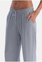 Women's Gray Pajama Set with Geometric Patterned Design, 50% Modal, 50% Cotton - 2