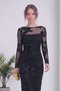 Women's Backless, Embroidered, Long-Sleeved Midi Dress in Black and Brown - 6