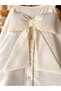 4-Ply Muslin Stroller Cover, 110x88 cm, Ecru | Baby Carrier Cover with Large Bow Detail and Ruffled Edge - 2